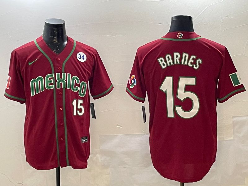 Men 2025 World Cub Mexico #15 Barnes Red Nike MLB Jersey style 3->more jerseys->MLB Jersey